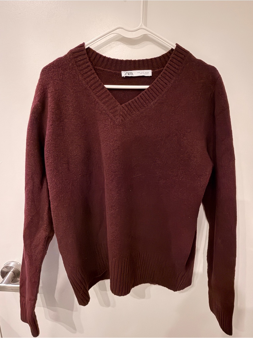 Zara V-Neck Sweater in Deep Wine